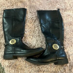 Tommy Hilfiger Black Leather Riding Boots